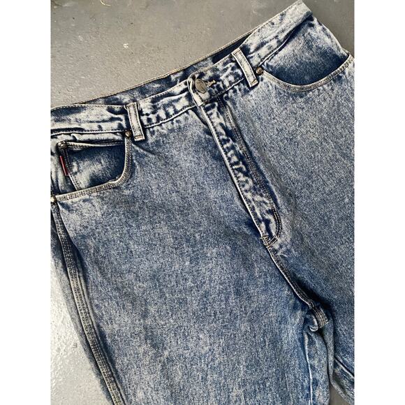 Vintage 90s Acid Wash High Rise Slim Fit Straight Mom Jeans Retro 80s Womens 14 - Picture 6 of 6